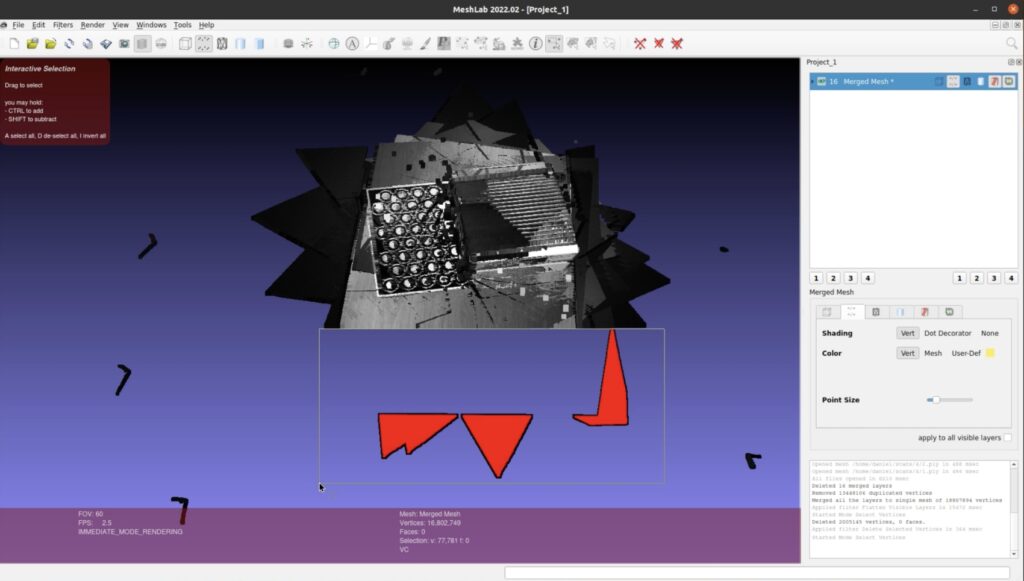 3D camera MeshLab system 3d scans processing
